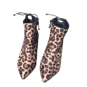 Catherine Malandrino Leopard Print Heeled Ankle Boots